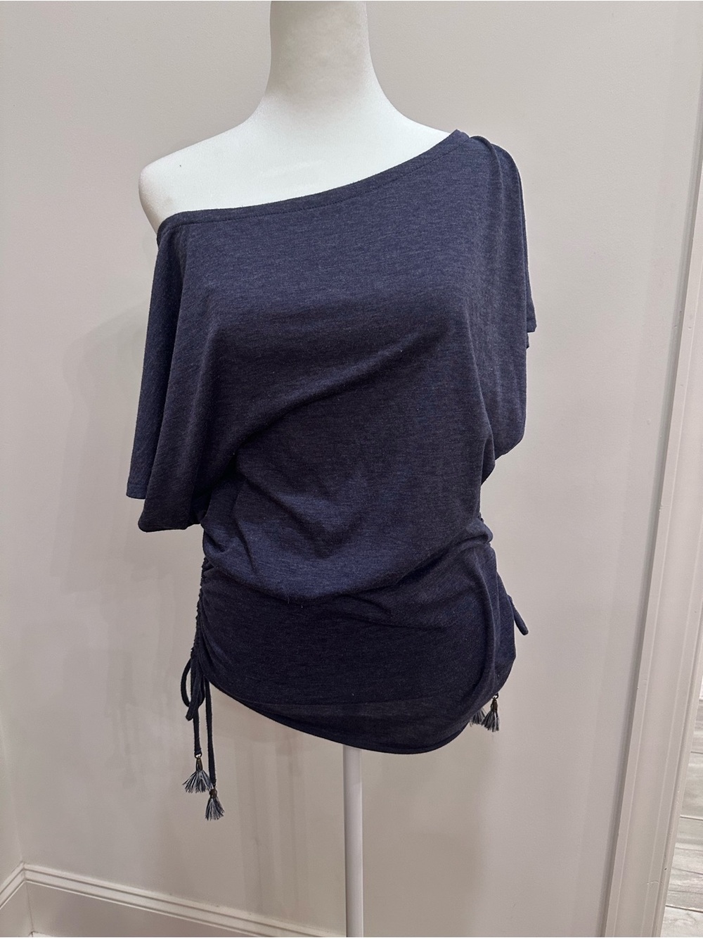 Lucky Brand Navy One-Shoulder Swim Coverup